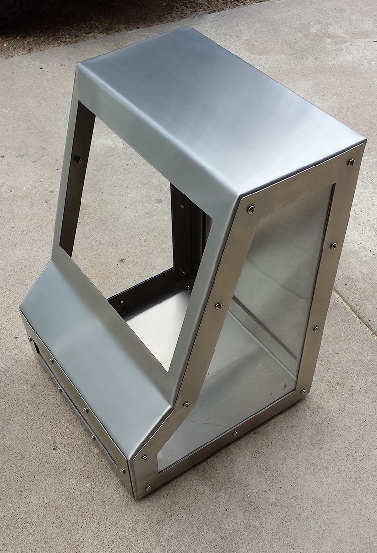 Silver custom controls cabinet with acrylic