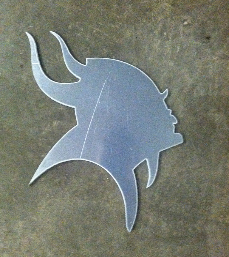 Solid cutout of a viking head
