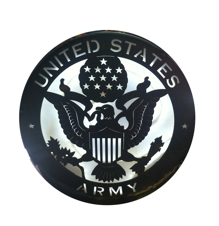 United States Army Sign cut from Steel with a backlight
